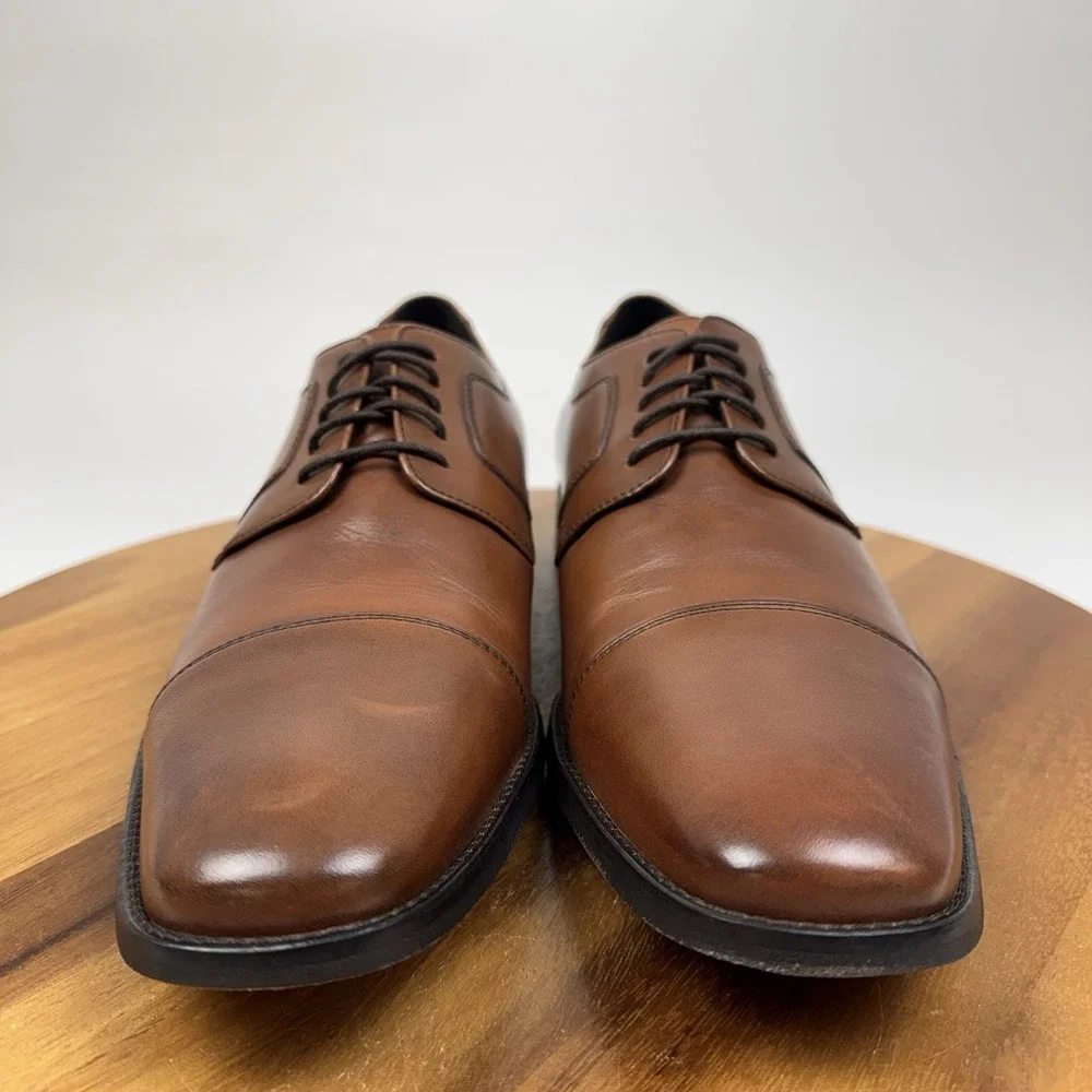 Mens Johnston & Murphy Novick Brown Leather Cap Toe Dress Shoes Oxfords Size 13